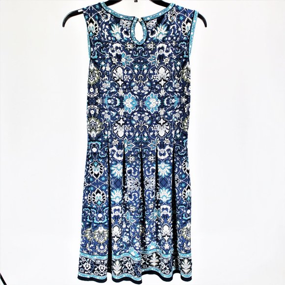 Max Studio | Blue & White BOHO Print Summer Dress - Picture 7 of 7